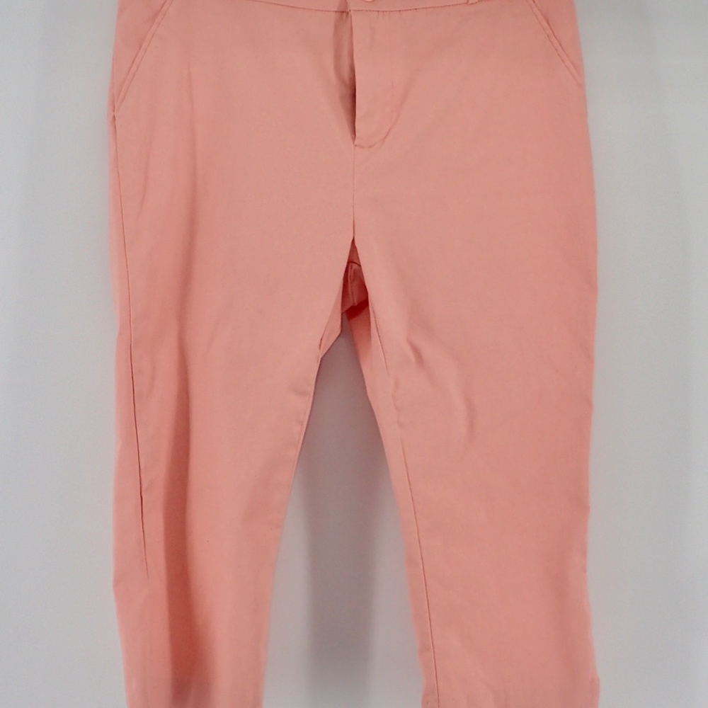 JW Capri Pants SZ Large Peach Cotton Blend Faux Pockets  Mid Rise Stretch